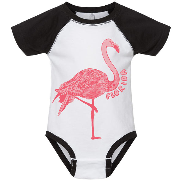 Flamingo Florida Baseball Baby Onesie