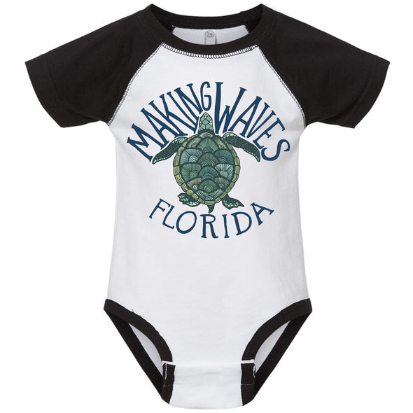 Sea Turtle Florida Baseball Baby Onesie