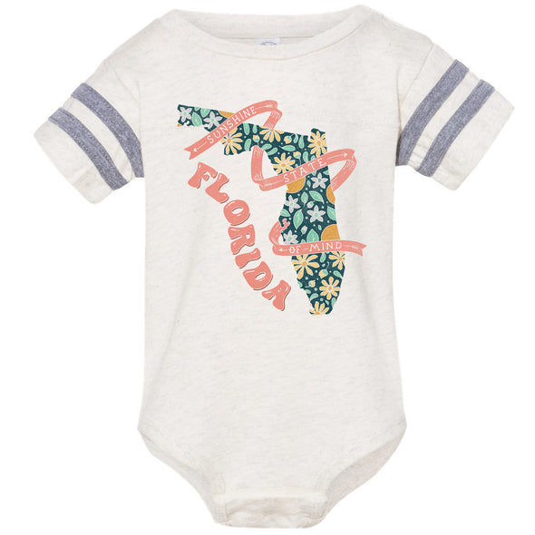 Sunshine State Map Florida Stripes Baby Onesie