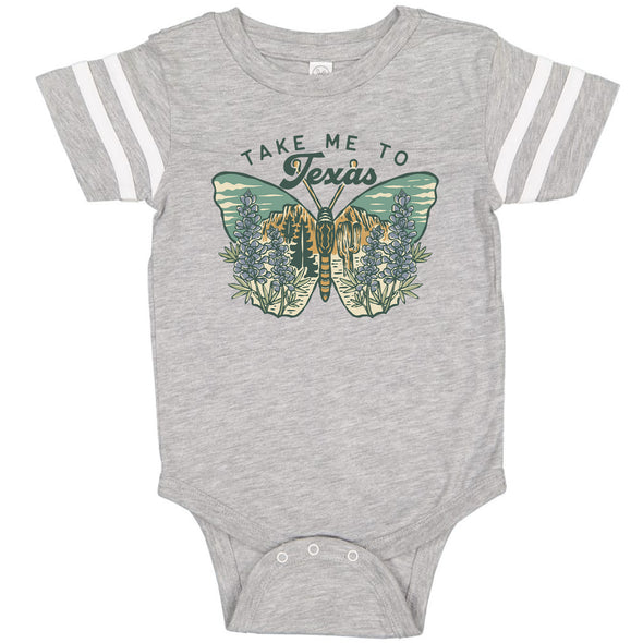 Texas Butterfly Stripes Baby Onesie