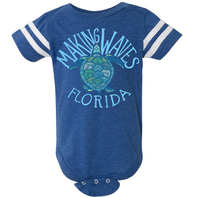 Sea Turtle Florida Stripes Baby Onesie