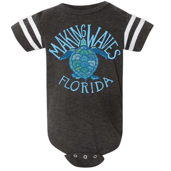 Sea Turtle Florida Stripes Baby Onesie