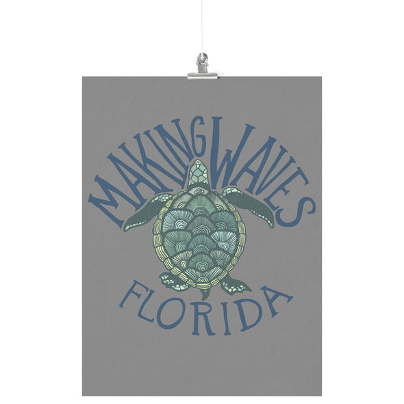 Sea Turtle Florida Grey Poster