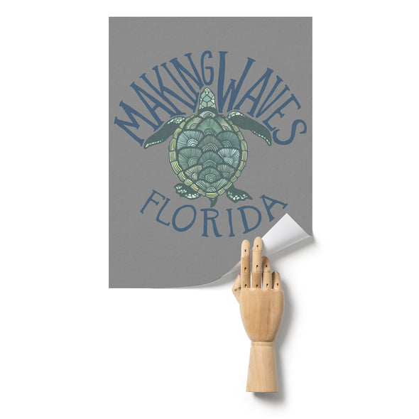 Sea Turtle Florida Grey Poster