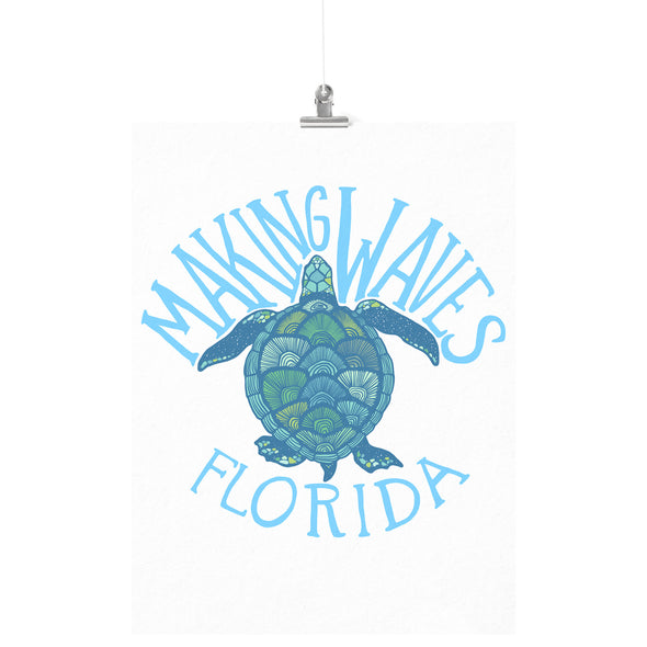 Sea Turtle Florida White Poster