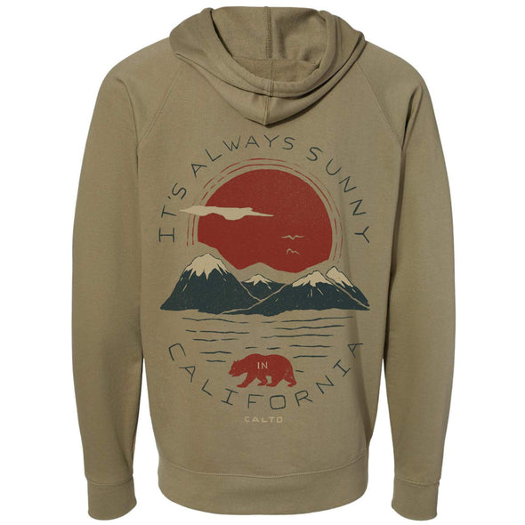 Sunny California Raglan Zip Up Hoodie-CA LIMITED