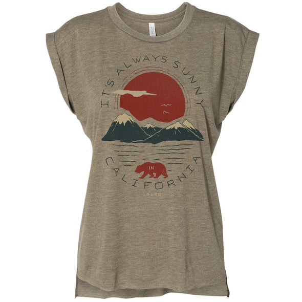 Sunny California Rolled Sleeve Tank-CA LIMITED