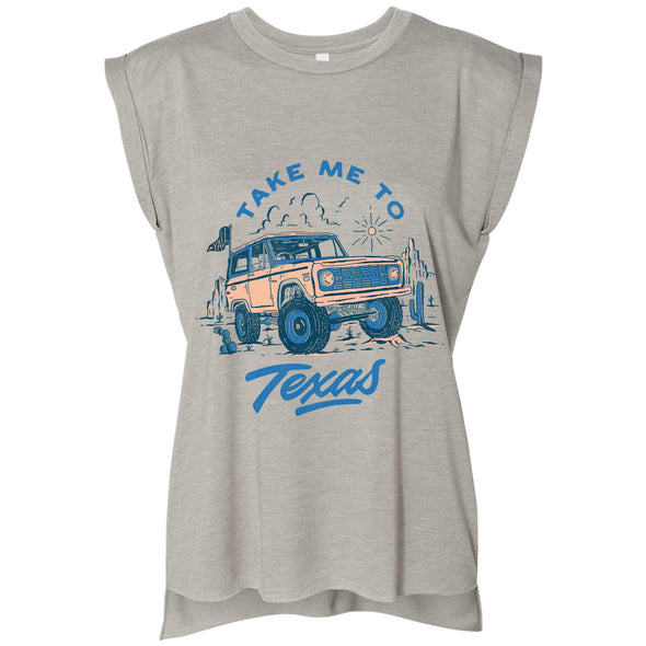 Take Me Tx Rolled Sleeve Tank-CA LIMITED